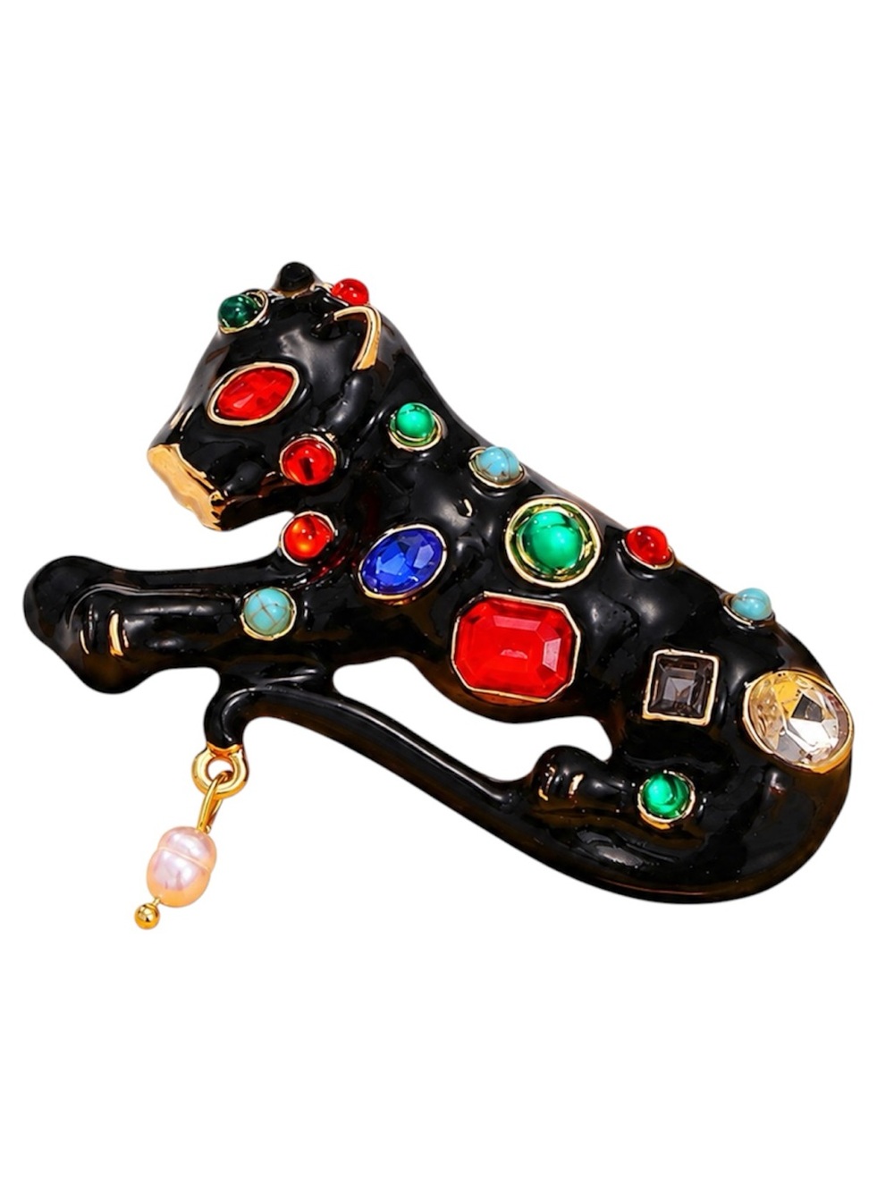 Black Panther Brooch Pin – Colorful Rhinestone Leopard Statement Jewelry.